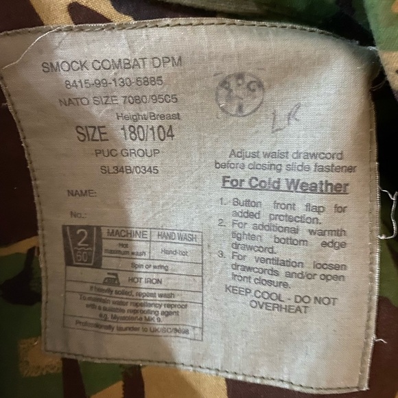 VINTAGE SMOCK COMBAT DPM NATO COLD WEATHER BUTTON FRONT W/ZIPPER DRAWSTRING - Picture 10 of 12